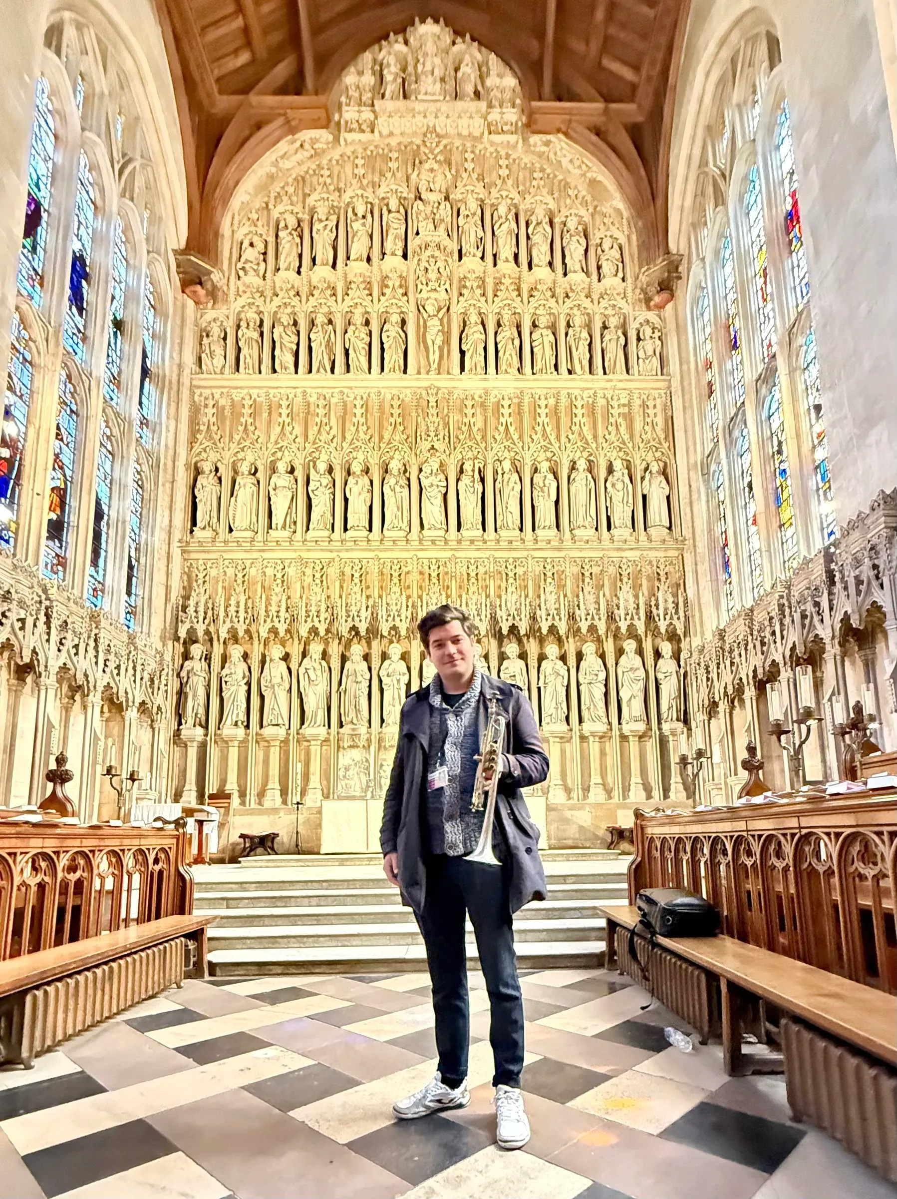 New College Chapel, with its carved stone reredos