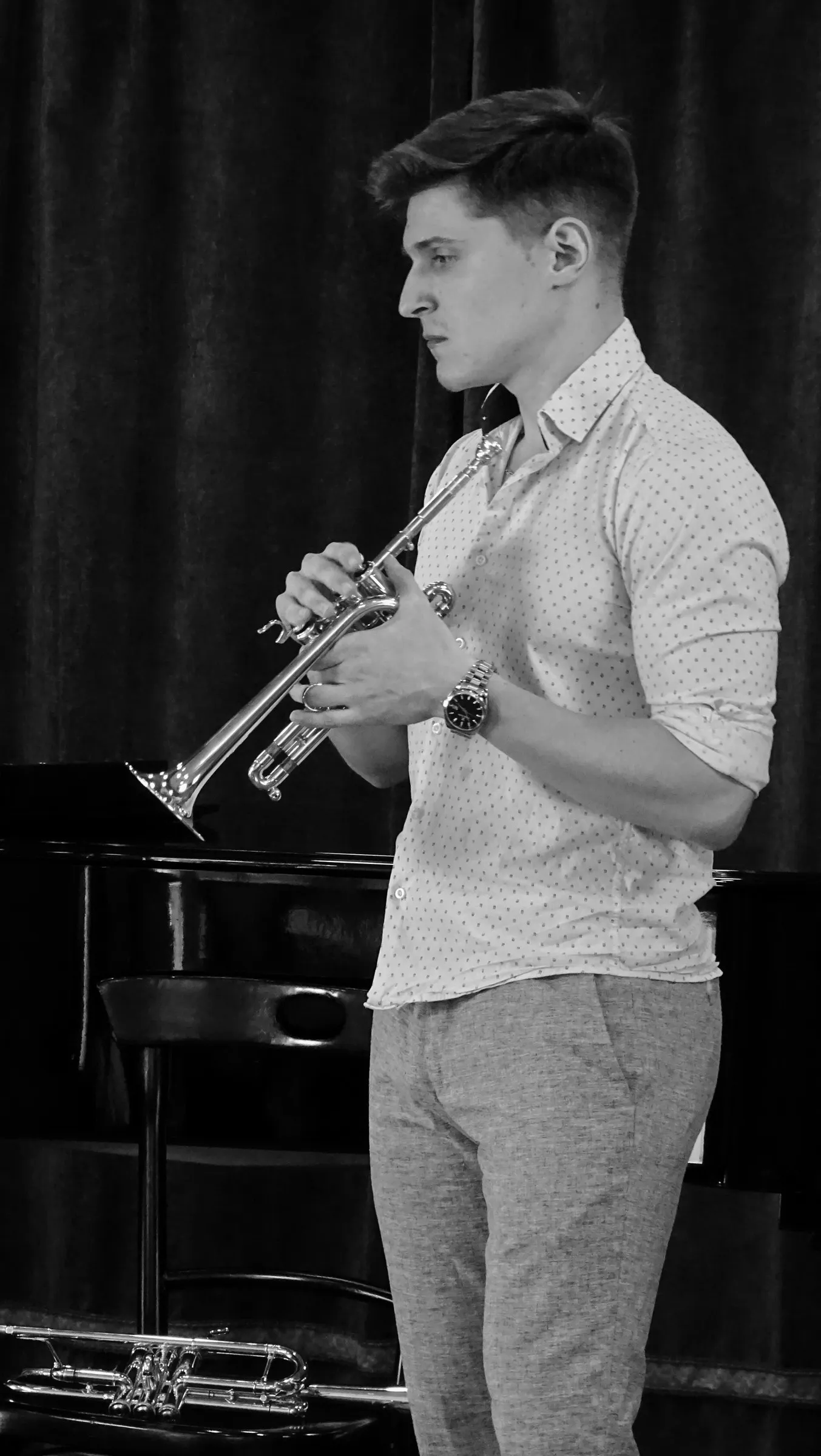 Vince Baczko playing the trumpet